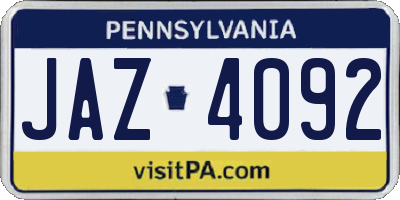 PA license plate JAZ4092
