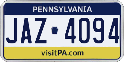 PA license plate JAZ4094