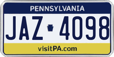 PA license plate JAZ4098