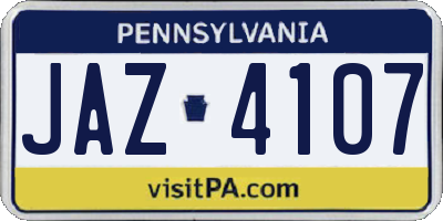 PA license plate JAZ4107