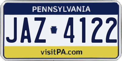 PA license plate JAZ4122