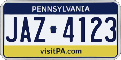 PA license plate JAZ4123