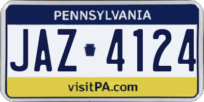 PA license plate JAZ4124