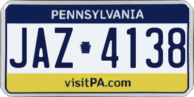 PA license plate JAZ4138