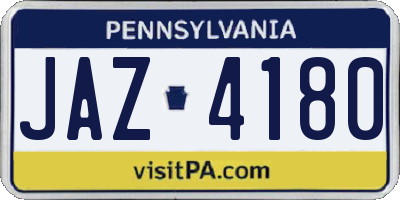 PA license plate JAZ4180