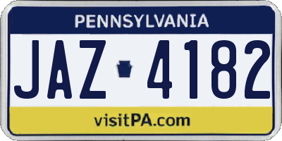 PA license plate JAZ4182