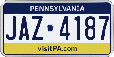 PA license plate JAZ4187