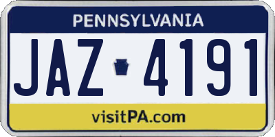 PA license plate JAZ4191