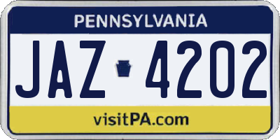 PA license plate JAZ4202