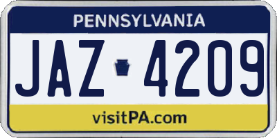 PA license plate JAZ4209