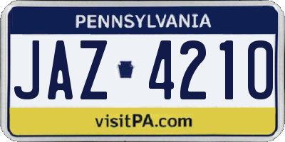 PA license plate JAZ4210