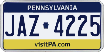 PA license plate JAZ4225