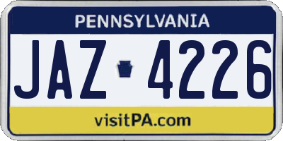 PA license plate JAZ4226