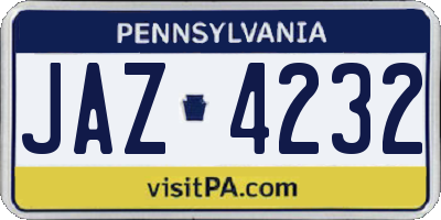 PA license plate JAZ4232