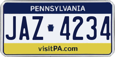 PA license plate JAZ4234