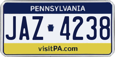 PA license plate JAZ4238