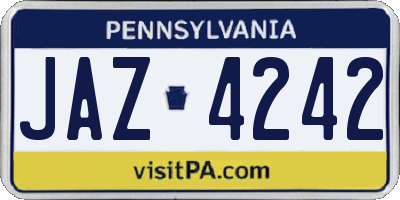 PA license plate JAZ4242