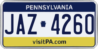 PA license plate JAZ4260