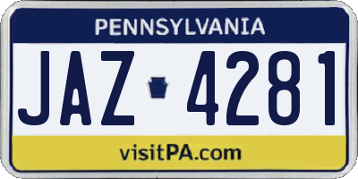 PA license plate JAZ4281