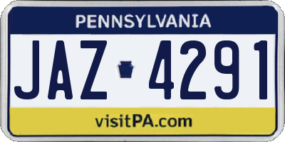 PA license plate JAZ4291