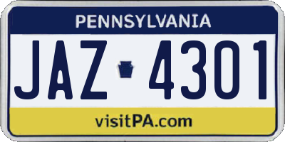 PA license plate JAZ4301
