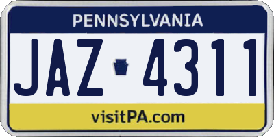 PA license plate JAZ4311
