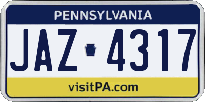 PA license plate JAZ4317