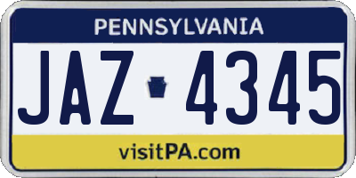 PA license plate JAZ4345