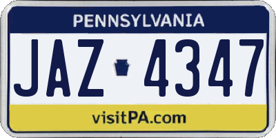 PA license plate JAZ4347