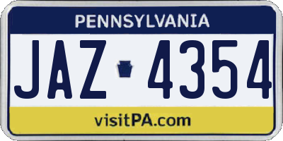 PA license plate JAZ4354