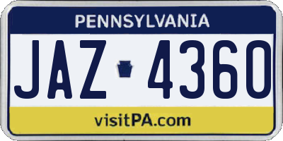 PA license plate JAZ4360