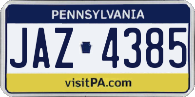 PA license plate JAZ4385