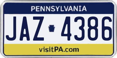 PA license plate JAZ4386