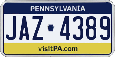 PA license plate JAZ4389