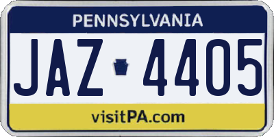 PA license plate JAZ4405