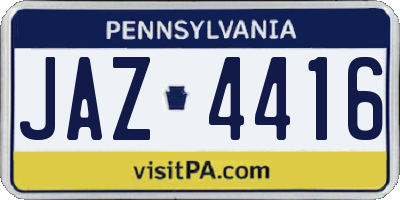 PA license plate JAZ4416