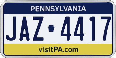 PA license plate JAZ4417