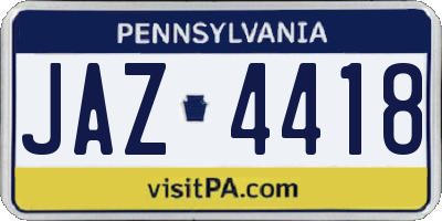 PA license plate JAZ4418