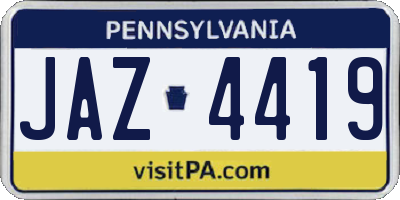 PA license plate JAZ4419
