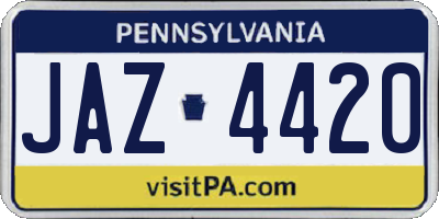 PA license plate JAZ4420