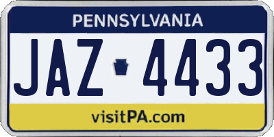 PA license plate JAZ4433