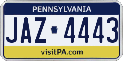 PA license plate JAZ4443