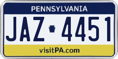 PA license plate JAZ4451