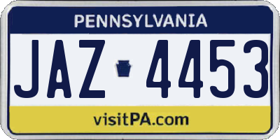 PA license plate JAZ4453