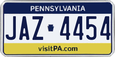 PA license plate JAZ4454