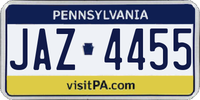 PA license plate JAZ4455