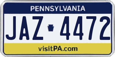 PA license plate JAZ4472
