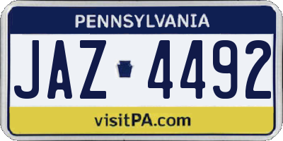 PA license plate JAZ4492