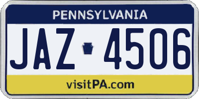 PA license plate JAZ4506