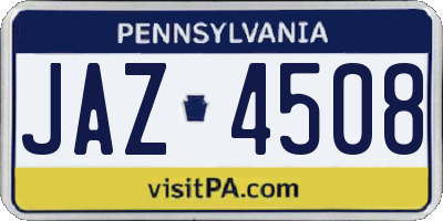 PA license plate JAZ4508